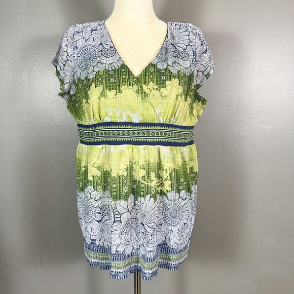 Vintage Y2K Axcess Babydoll Top XL Mesh Floral Boho Fairy Grunge Forest Feminine - Picture 1 of 8